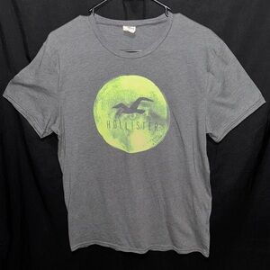 Hollister Charcoal Tee with Neon Green Emblem